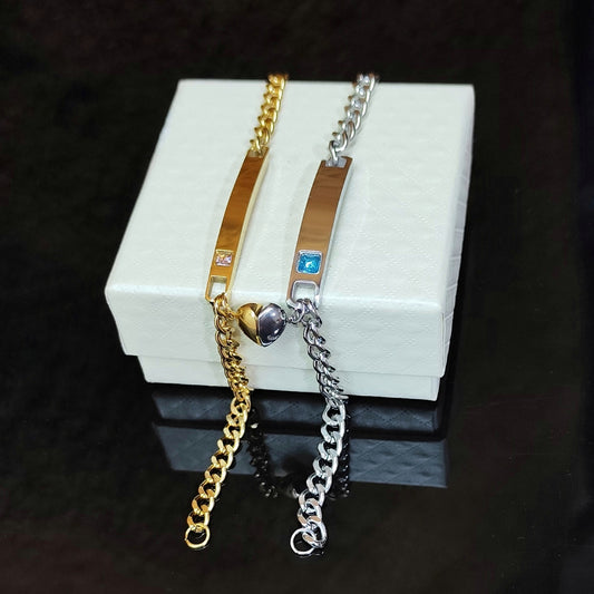 Esclavas de Acero Inoxidable con Corazón Magnético - 💖🌹 ¡Sorprende a tu pareja con un regalo lleno de amor!