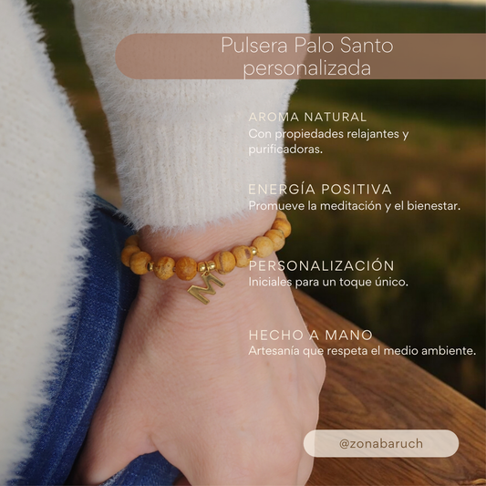 Pulsera de Palo Santo Personalizada con Inicial – Bienestar y Estilo Único