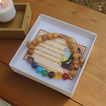 Pulsera 7 Chakras y Palo Santo "Espiritualidad y Equilibrio"