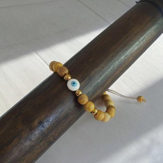 Pulsera Palo Santo Aromática con ojo turco -  Protección y Energía Positiva